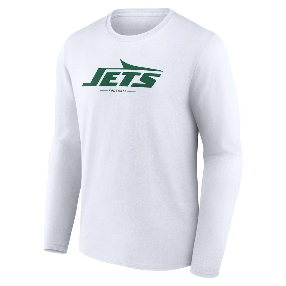 New York Jets Logo Team Lockup Long Sleeve T-Shirt White