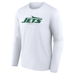 New York Jets Logo Team Lockup Long Sleeve T-Shirt White