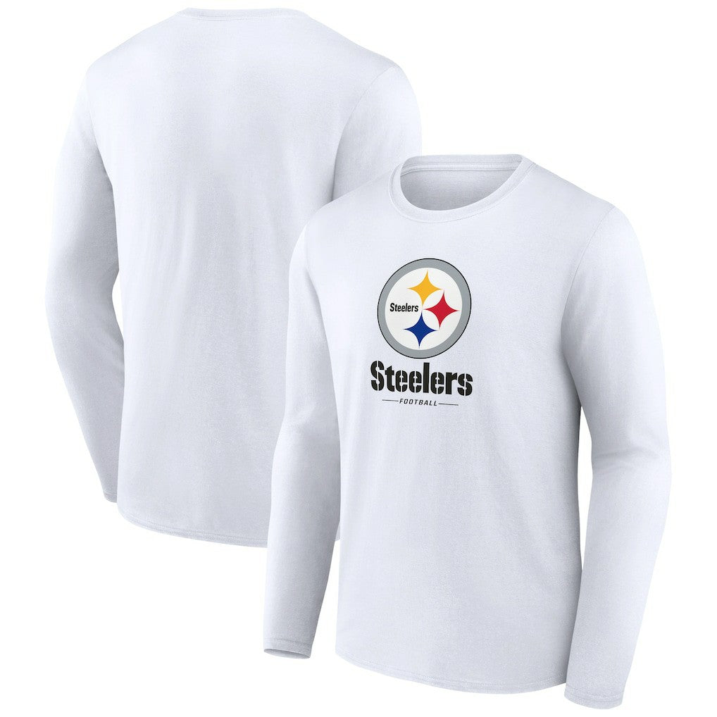 Pittsburgh Steelers Logo Team Lockup Long Sleeve T-Shirt White