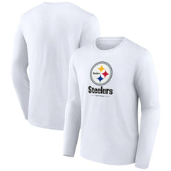 Pittsburgh Steelers Logo Team Lockup Long Sleeve T-Shirt White