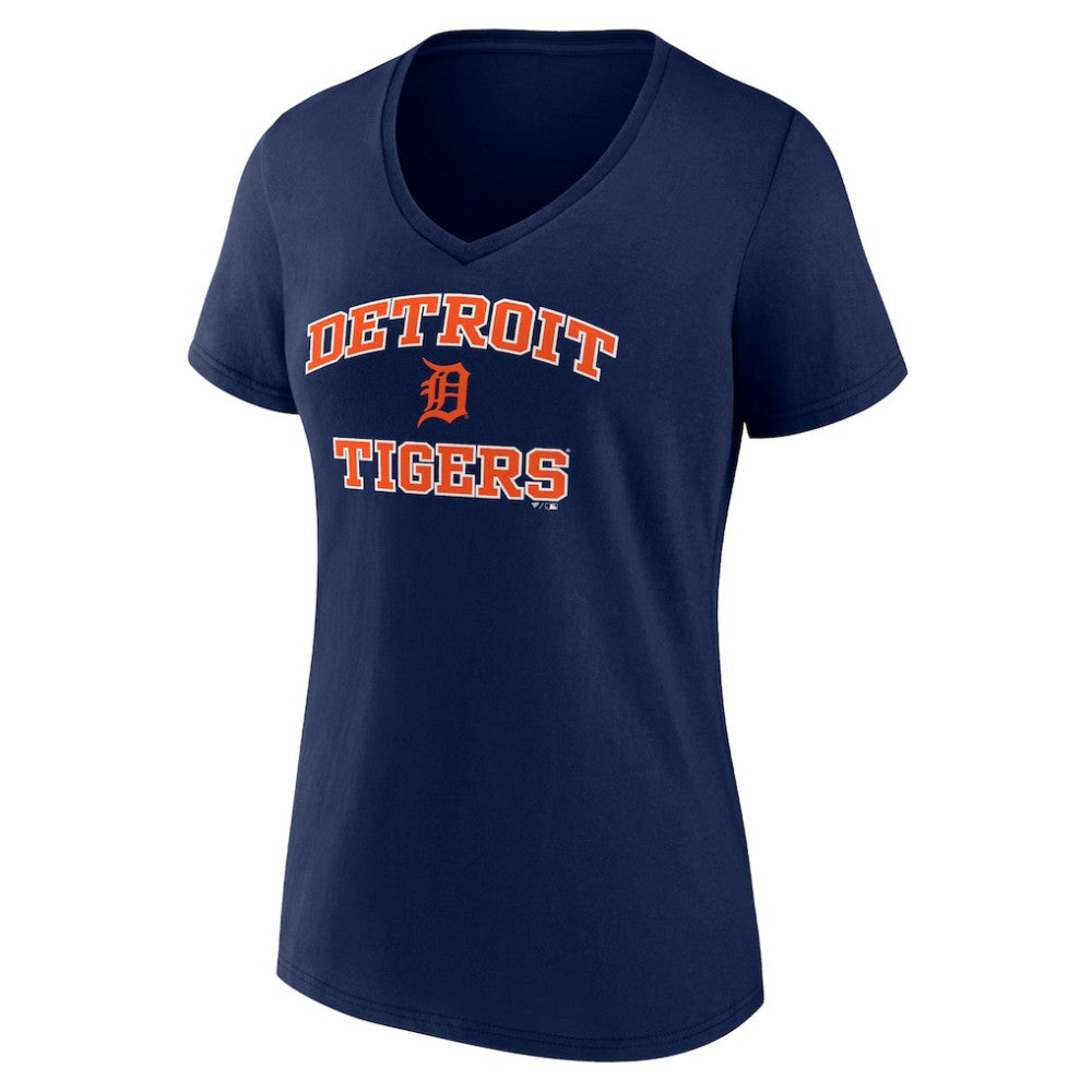 Detroit Tigers Women's Heart and Soul V-Neck T-Shirt - Navy T-shirts