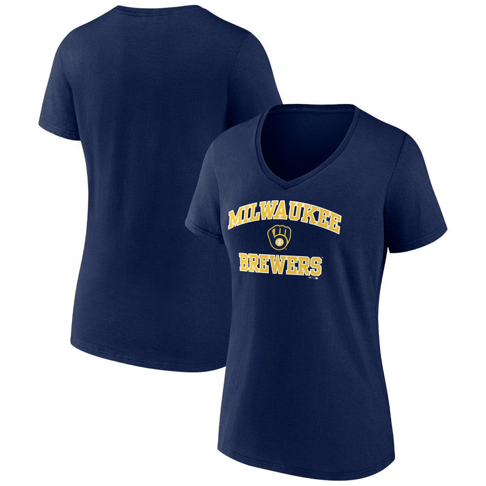 Milwaukee Brewers Women's Heart and Soul V-Neck T-Shirt - Navy T-shirts