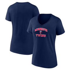 Minnesota Twins Women's Heart and Soul V-Neck T-Shirt - Navy T-shirts