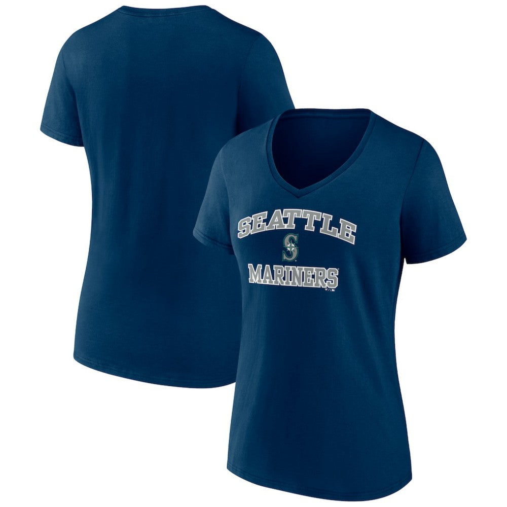Seattle Mariners Women's Heart and Soul V-Neck T-Shirt - Navy T-shirts