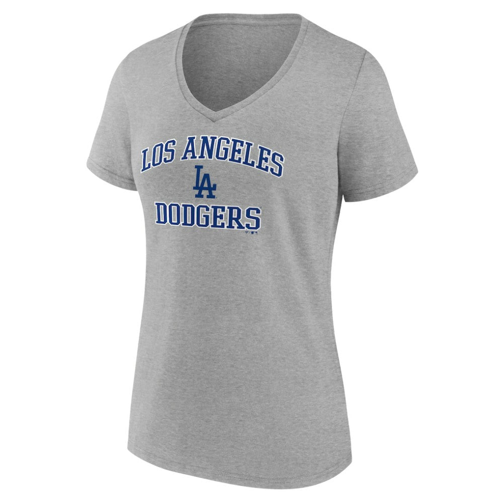 Los Angeles Dodgers Women's Heart and Soul V-Neck T-Shirt - Gray T-shirts