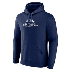 Seattle Seahawks Logo Team Lockup Fitted Pullover Hoodie Navy