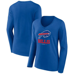 Buffalo Bills Women's Logo Team Lockup Long Sleeve V-Neck T-Shirt Royal