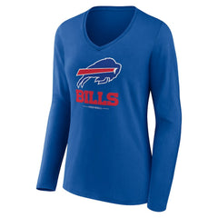 Buffalo Bills Women's Logo Team Lockup Long Sleeve V-Neck T-Shirt Royal