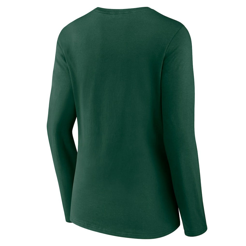 Green Bay Packers Women's Logo Team Lockup Long Sleeve V-Neck T-Shirt Green