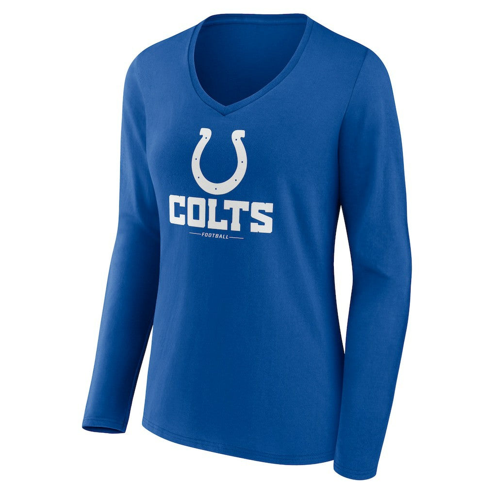 Indianapolis Colts Women's Logo Team Lockup Long Sleeve V-Neck T-Shirt Royal