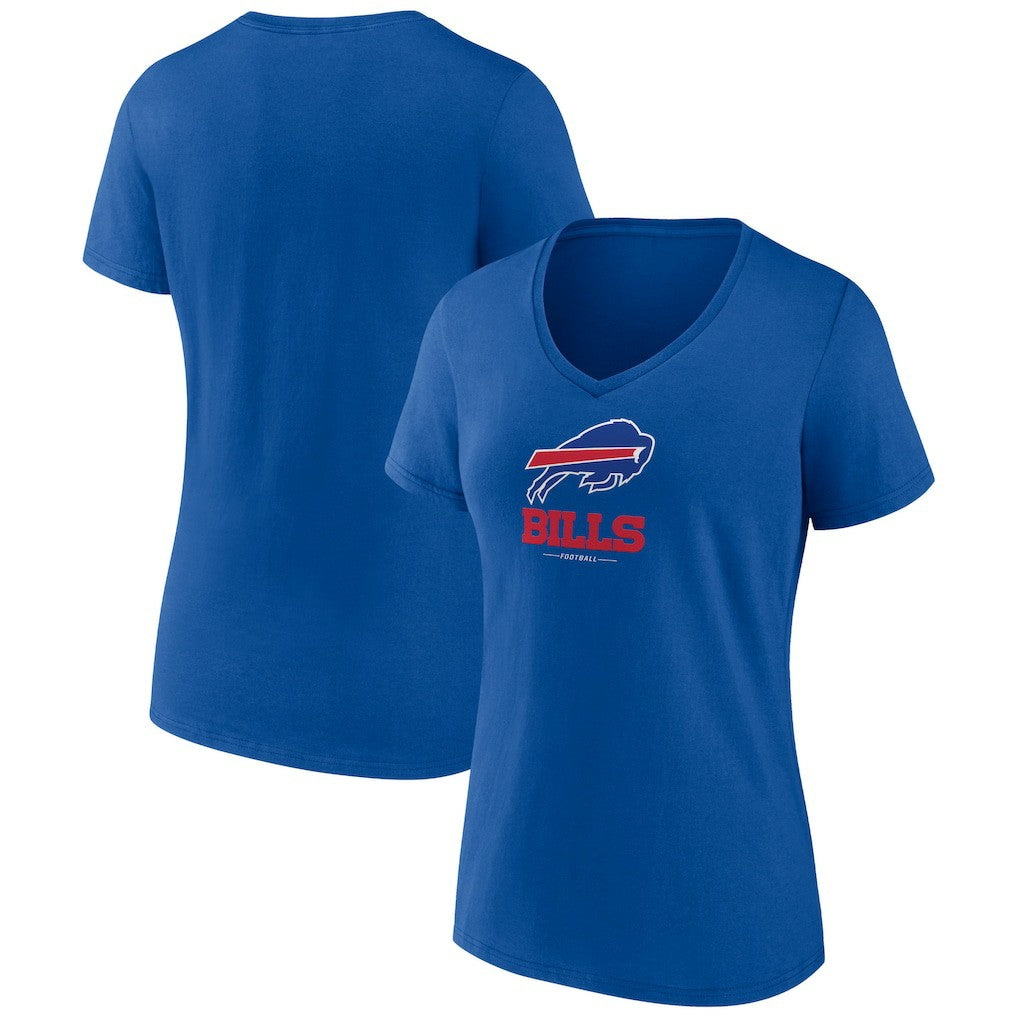Buffalo Bills Women's Logo Team Lockup V-Neck T-Shirt Royal