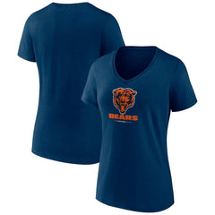 Chicago Bears Women's Logo Team Lockup V-Neck T-Shirt Navy