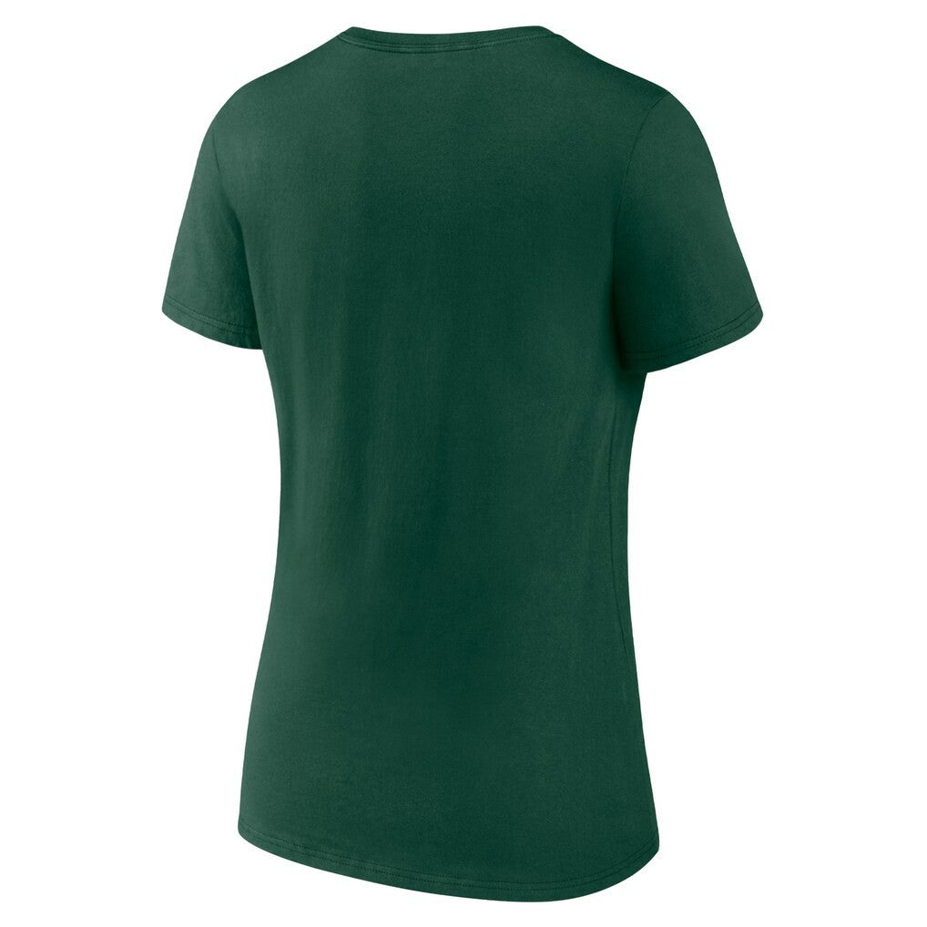 Green Bay Packers Women's Logo Team Lockup V-Neck T-Shirt Green