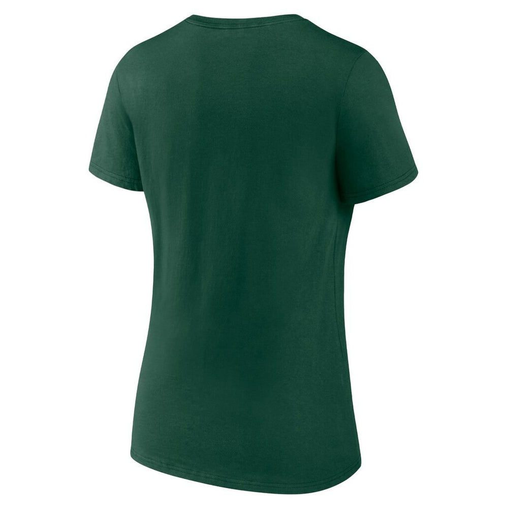 Green Bay Packers Women's Logo Team Lockup V-Neck T-Shirt Green