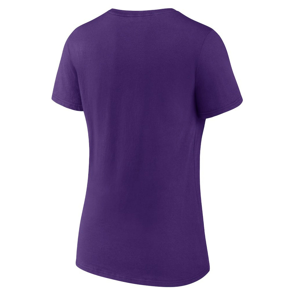 Minnesota Vikings Women's Logo Team Lockup V-Neck T-Shirt Purple
