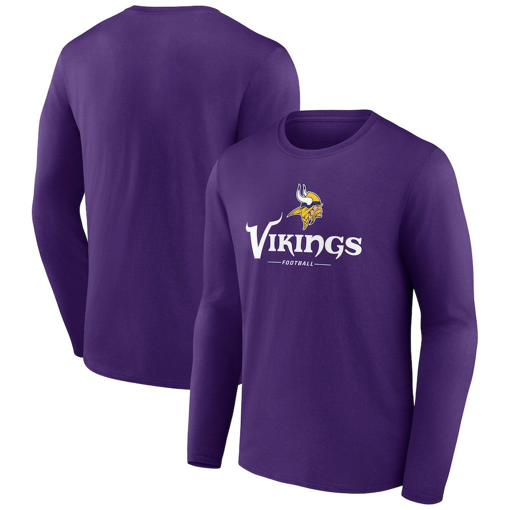 Minnesota Vikings Logo Team Lockup Long Sleeve T-Shirt Purple