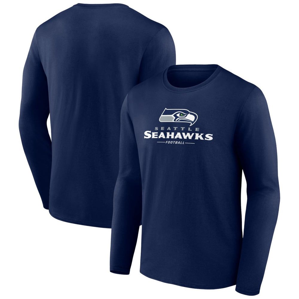 Seattle Seahawks Logo Team Lockup Long Sleeve T-Shirt College Navy