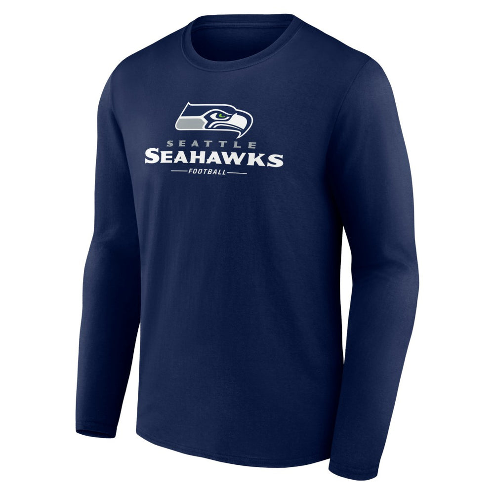 Seattle Seahawks Logo Team Lockup Long Sleeve T-Shirt College Navy