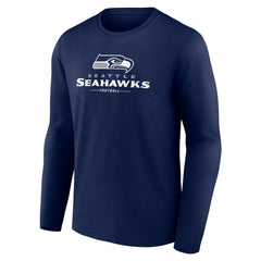 Seattle Seahawks Logo Team Lockup Long Sleeve T-Shirt College Navy