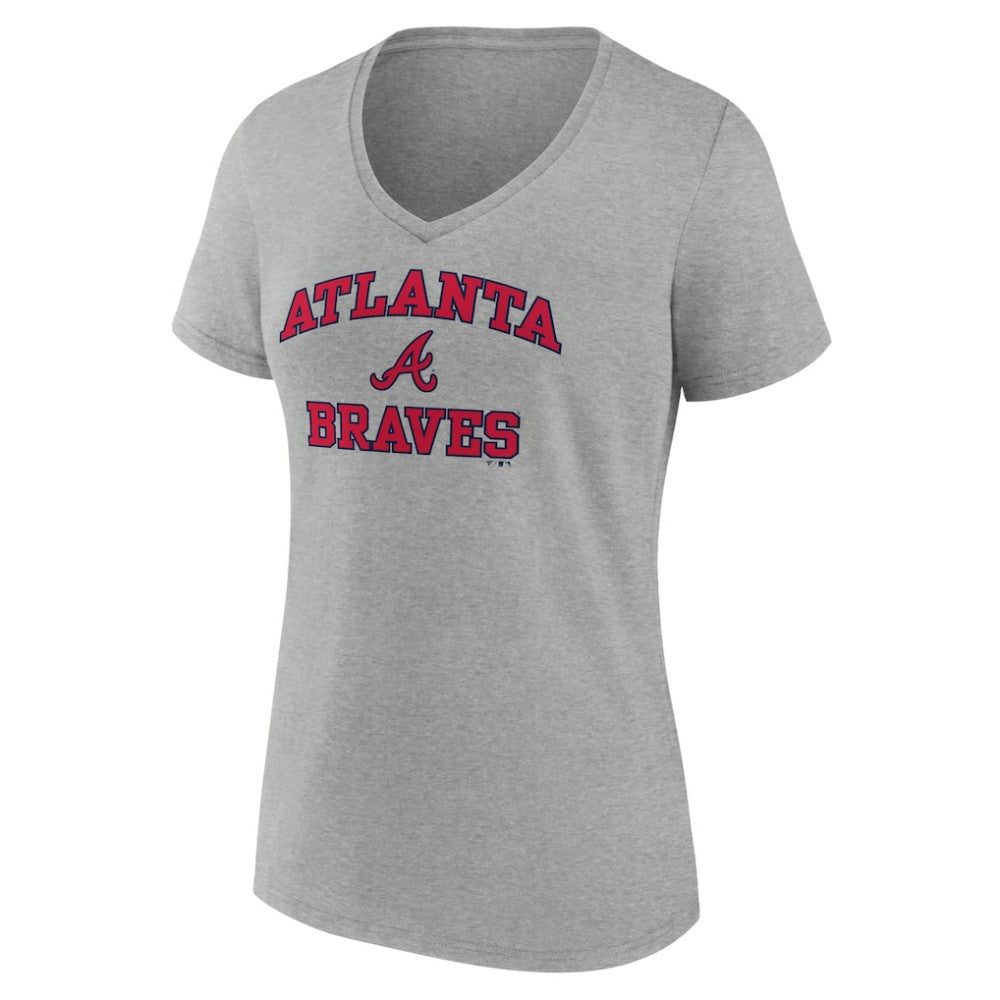 Atlanta Braves Women's Heart and Soul V-Neck T-Shirt - Gray T-shirts