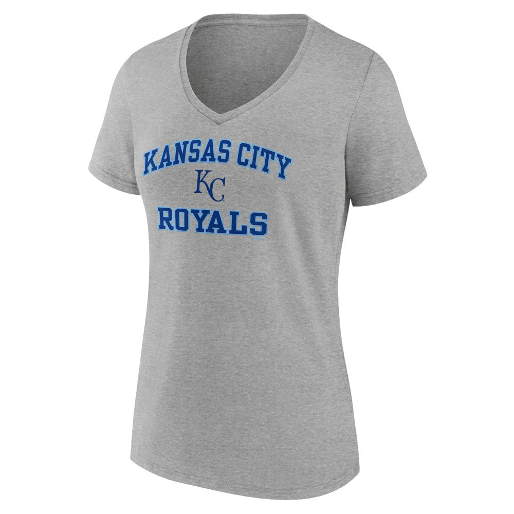 Kansas City Royals Women's Heart and Soul V-Neck T-Shirt - Gray T-shirts