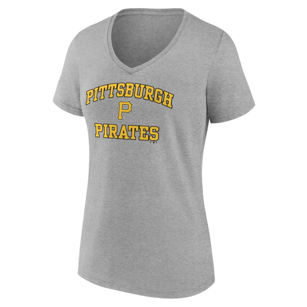 Pittsburgh Pirates Women's Heart and Soul V-Neck T-Shirt - Gray T-shirts