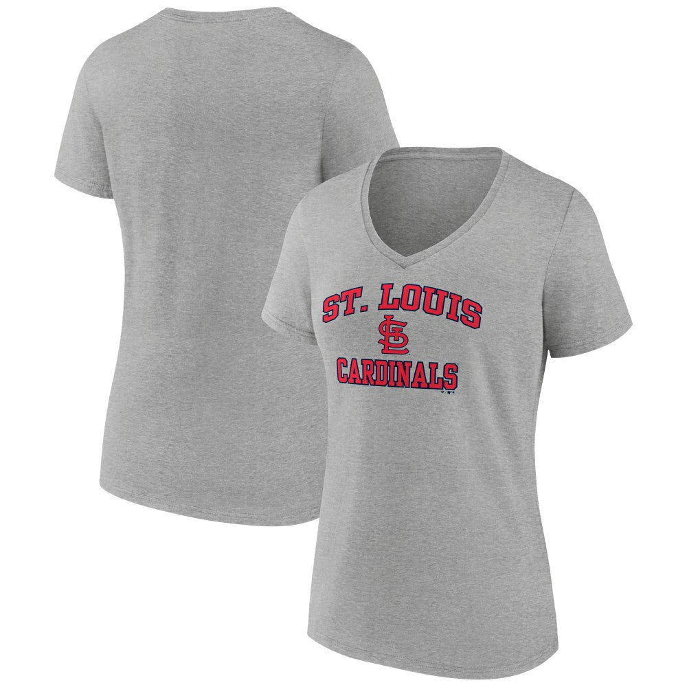 St. Louis Cardinals Women's Heart and Soul V-Neck T-Shirt - Gray T-shirts