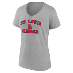 St. Louis Cardinals Women's Heart and Soul V-Neck T-Shirt - Gray T-shirts