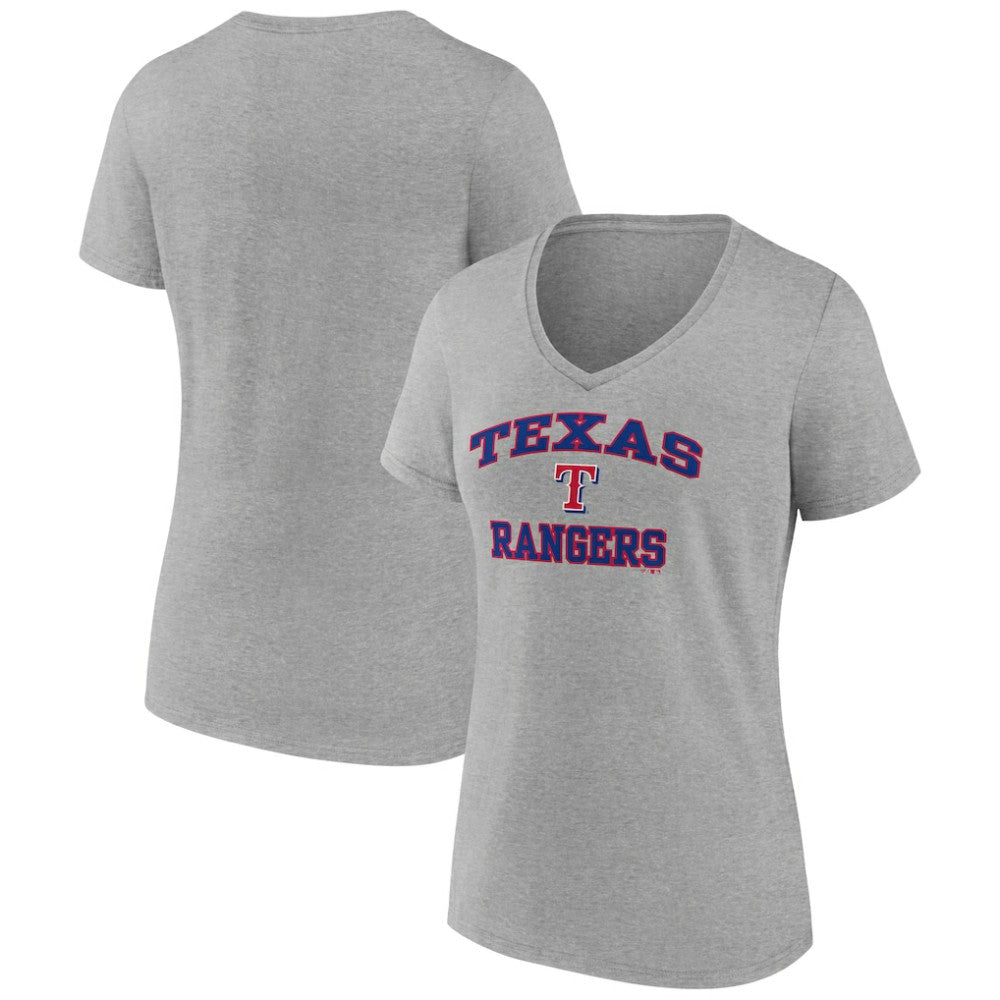Texas Rangers Women's Heart and Soul V-Neck T-Shirt - Gray T-shirts