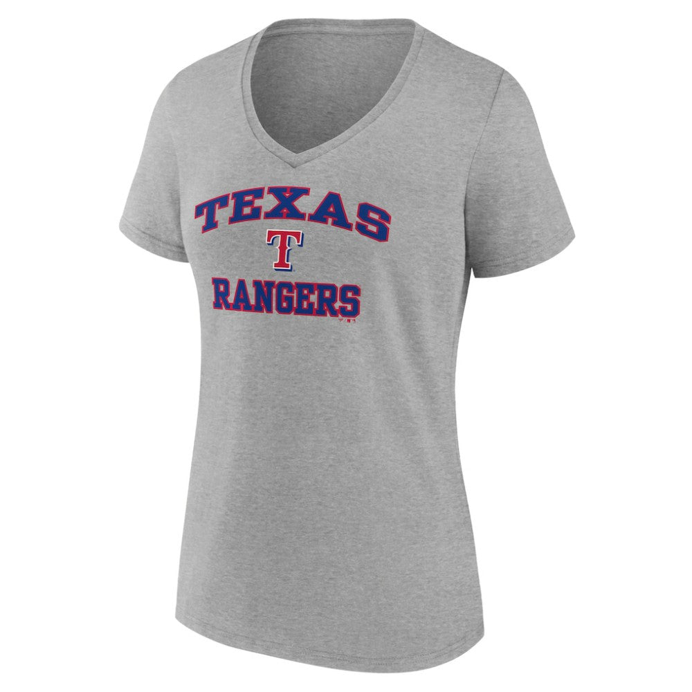 Texas Rangers Women's Heart and Soul V-Neck T-Shirt - Gray T-shirts