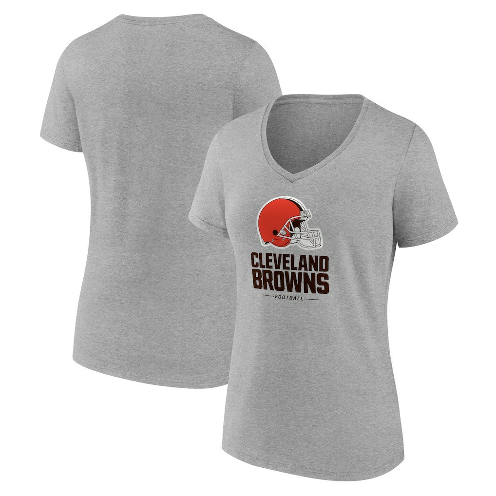 Cleveland Browns Women's Logo Team Lockup V-Neck T-Shirt Gray