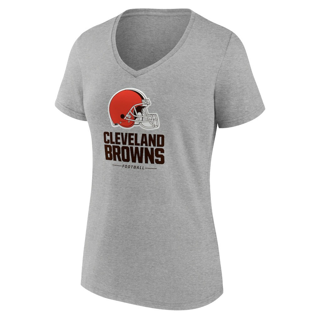 Cleveland Browns Women's Logo Team Lockup V-Neck T-Shirt Gray