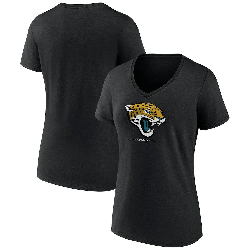 Jacksonville Jaguars Women's Logo Team Lockup V-Neck T-Shirt Black