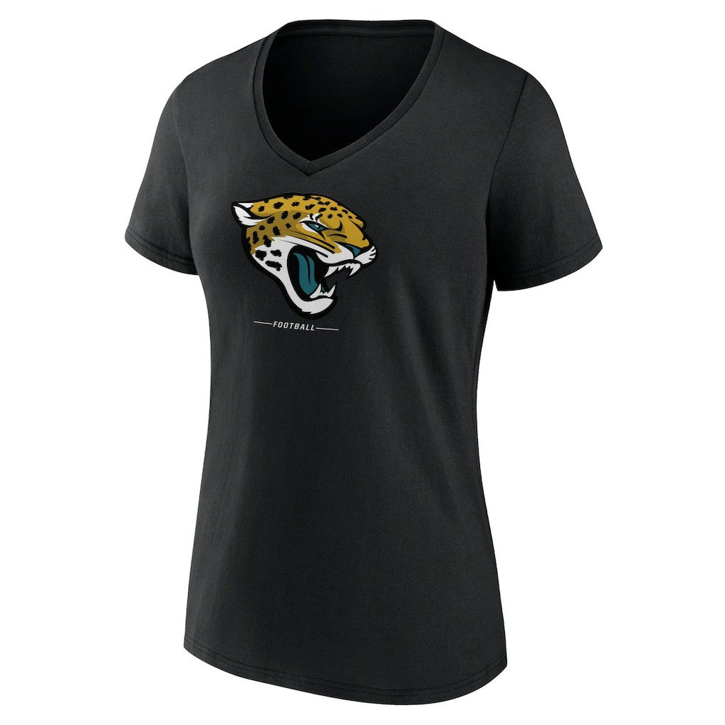 Jacksonville Jaguars Women's Logo Team Lockup V-Neck T-Shirt Black