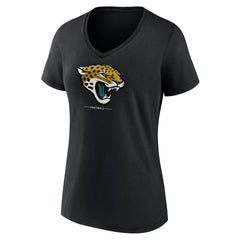 Jacksonville Jaguars Women's Logo Team Lockup V-Neck T-Shirt Black
