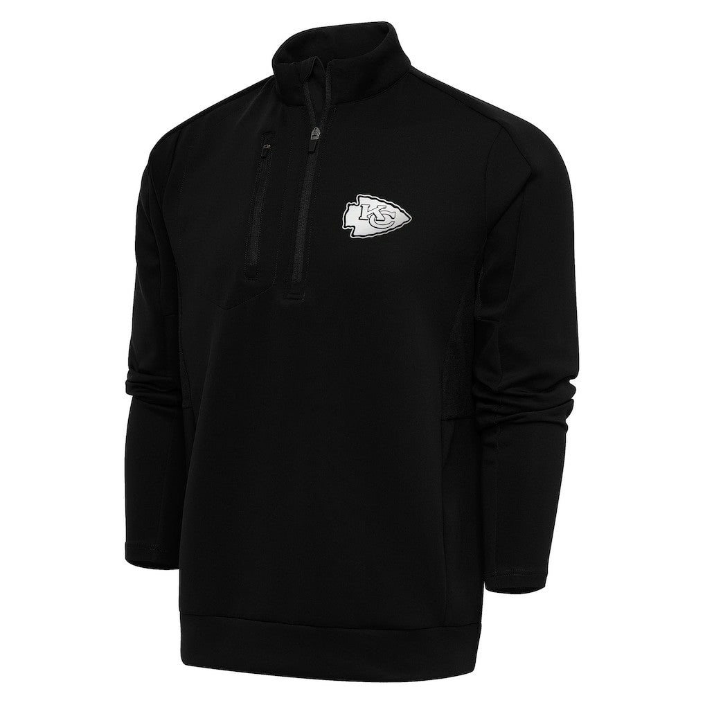 Kansas City Chiefs Antigua Metallic Logo Generation Quarter-Zip Pullover Top Black
