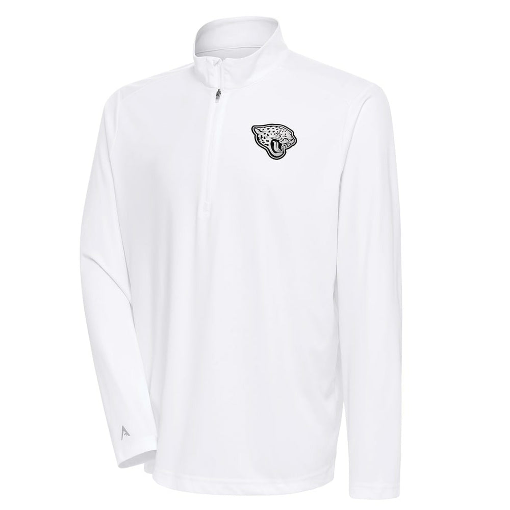 Jacksonville Jaguars Antigua Metallic Logo Tribute Quarter-Zip Top White