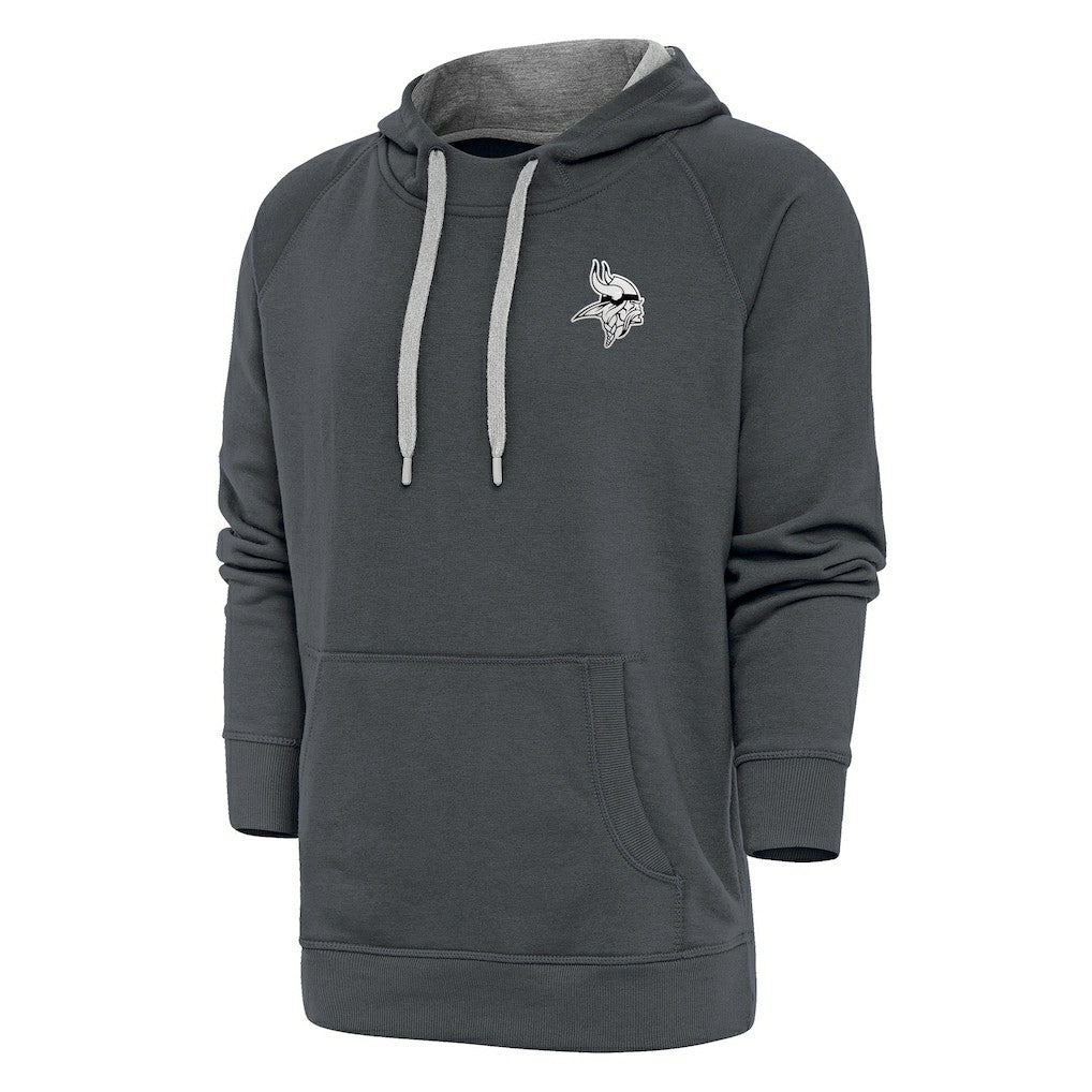 Minnesota Vikings Antigua Metallic Logo Victory Pullover Hoodie Charcoal