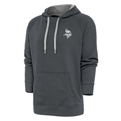 Minnesota Vikings Antigua Metallic Logo Victory Pullover Hoodie Charcoal
