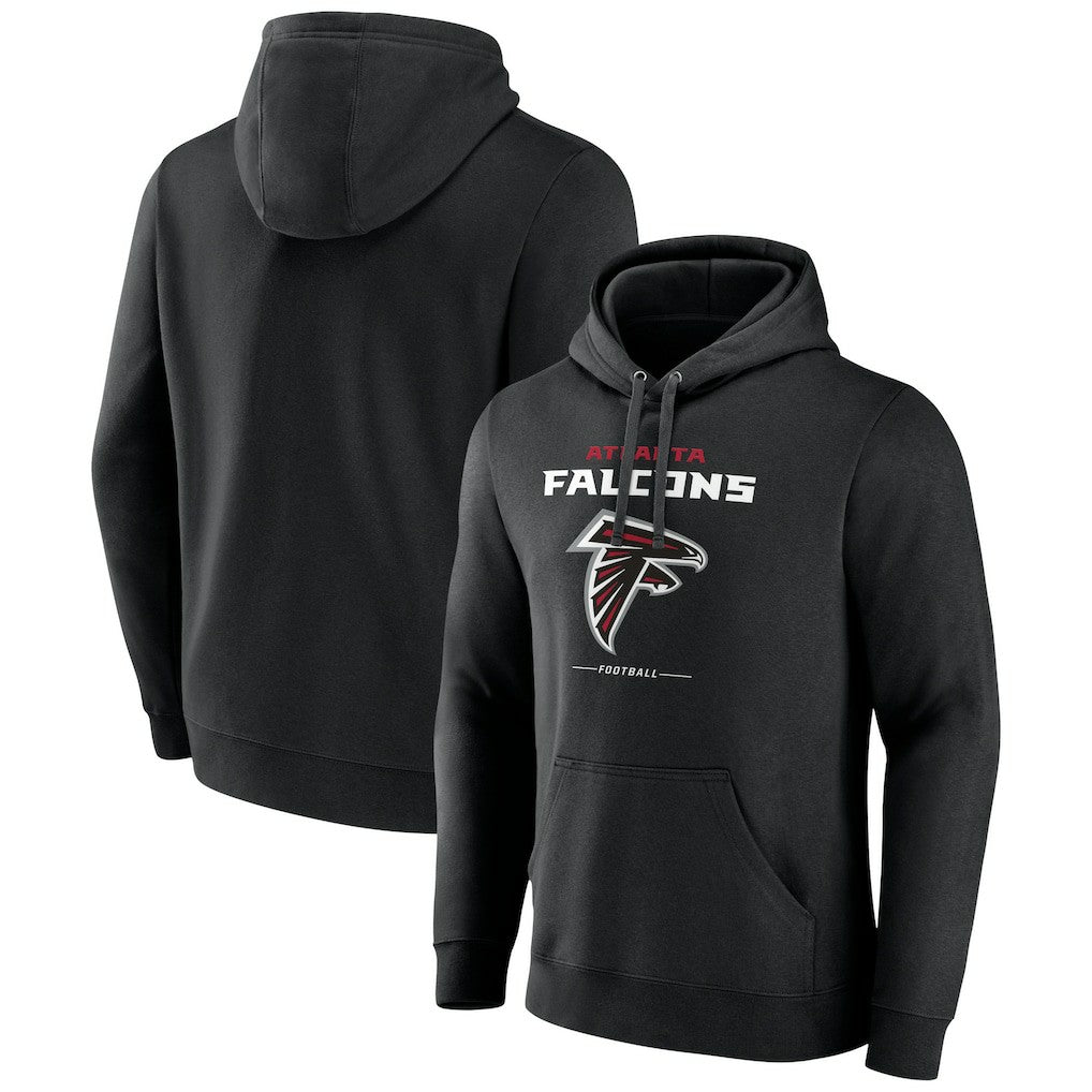 Atlanta Falcons Logo Team Lockup Fitted Pullover Hoodie Black
