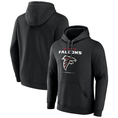 Atlanta Falcons Logo Team Lockup Fitted Pullover Hoodie Black