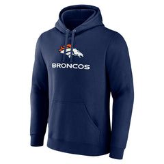 Denver Broncos Logo Team Lockup Fitted Pullover Hoodie Navy