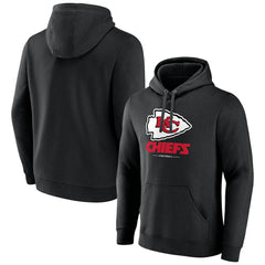 Kansas City Chiefs Logo Team Lockup Fitted Pullover Hoodie Black