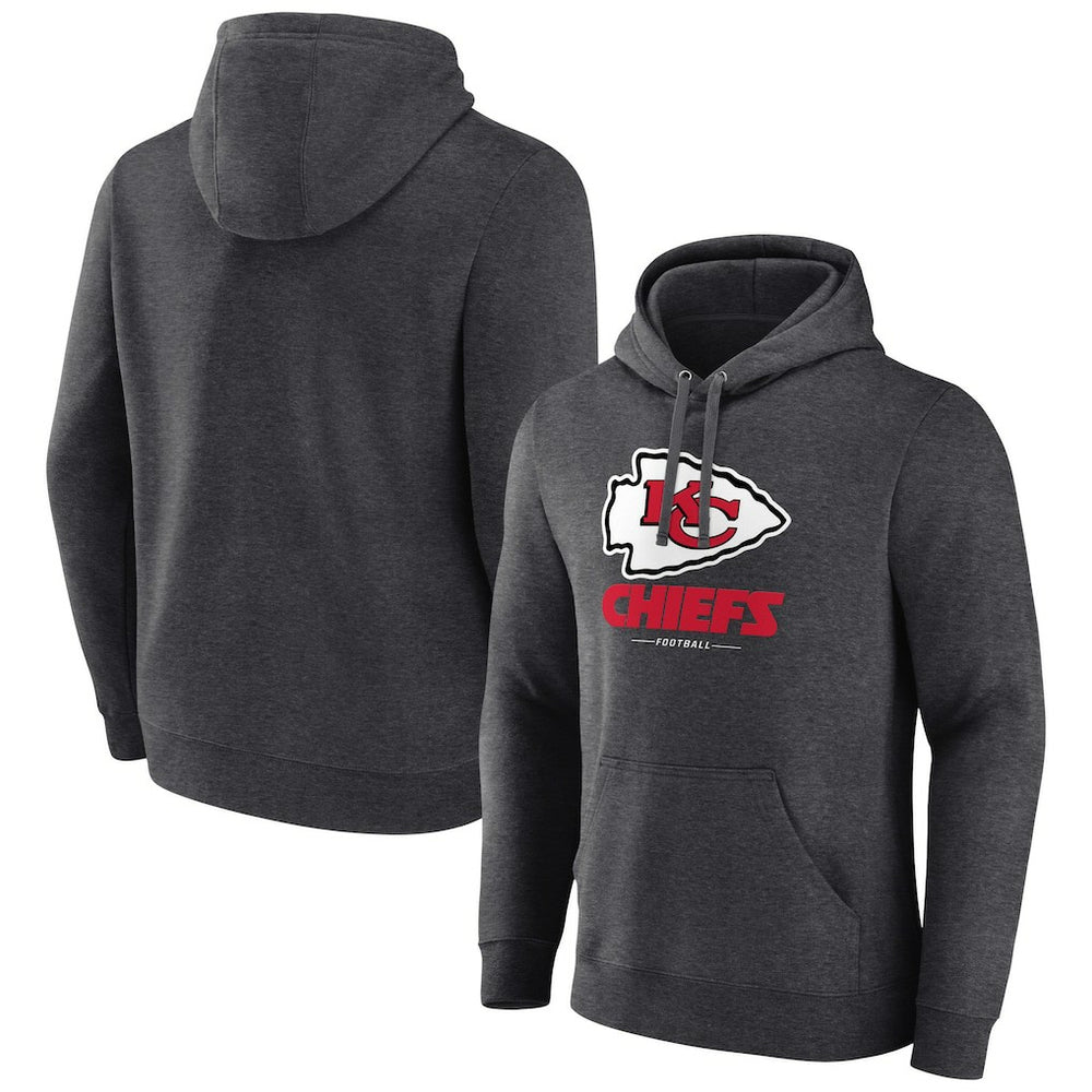 Kansas City Chiefs Logo Team Lockup Fitted Pullover Hoodie Charcoal
