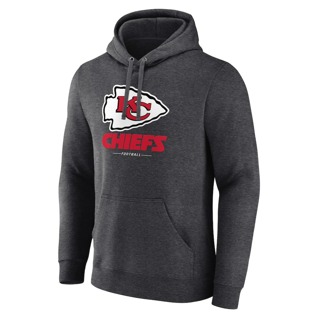 Kansas City Chiefs Logo Team Lockup Fitted Pullover Hoodie Charcoal