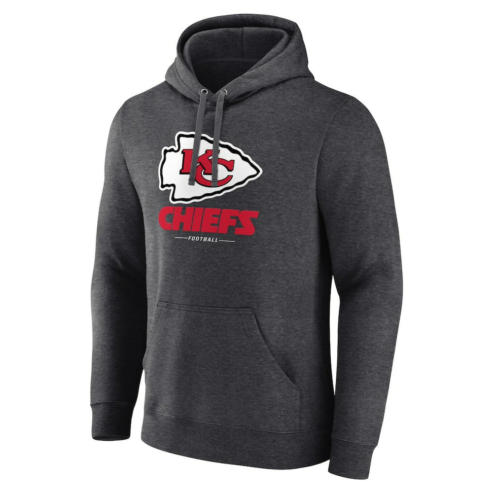 Kansas City Chiefs Logo Team Lockup Fitted Pullover Hoodie Charcoal