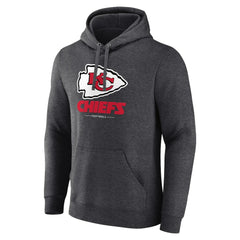 Kansas City Chiefs Logo Team Lockup Fitted Pullover Hoodie Charcoal