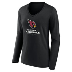 Arizona Cardinals Women's Logo Team Lockup Long Sleeve V-Neck T-Shirt Black