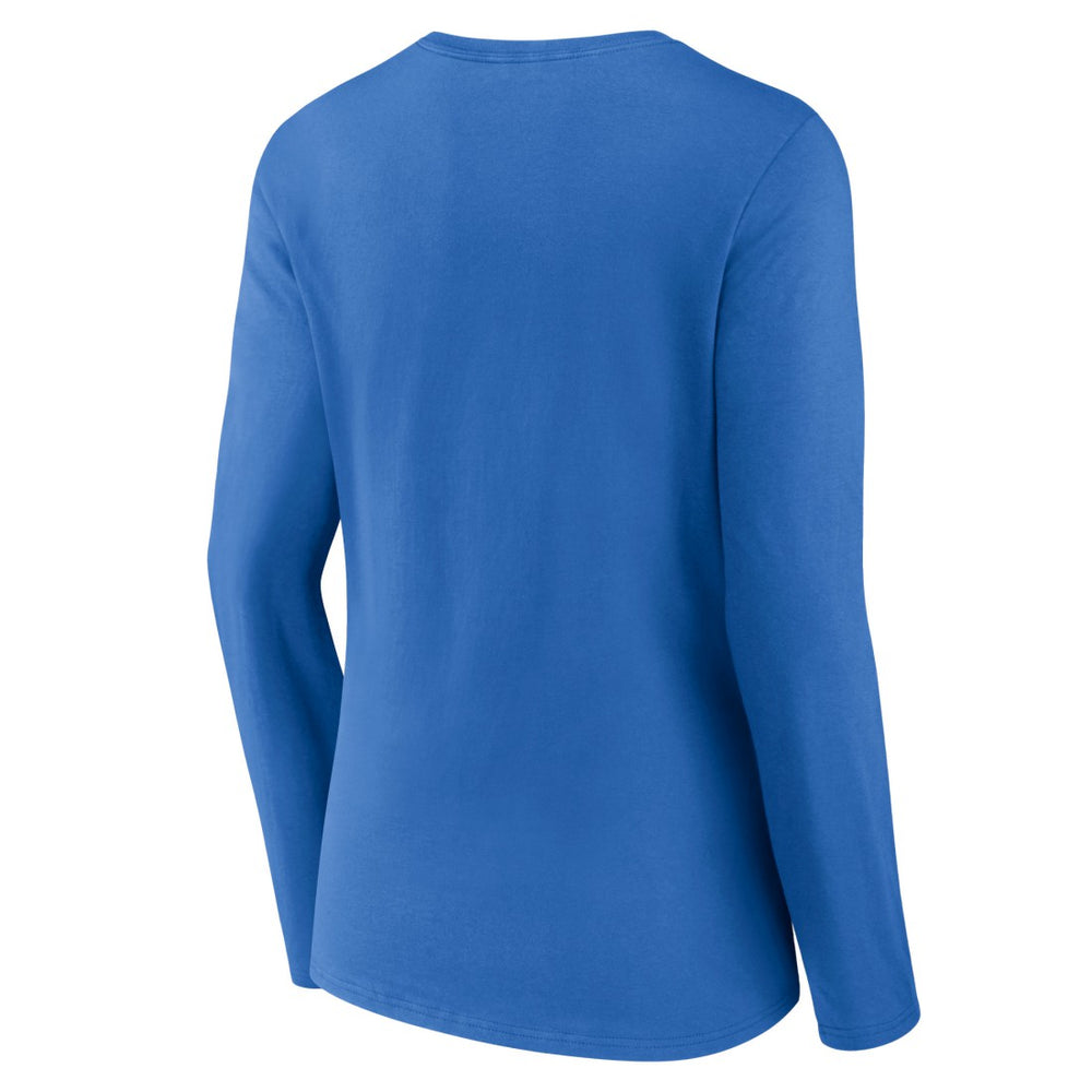 Detroit Lions Women's Logo Team Lockup Long Sleeve V-Neck T-Shirt Blue