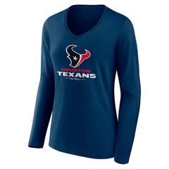 Houston Texans Women's Logo Team Lockup Long Sleeve V-Neck T-Shirt Navy